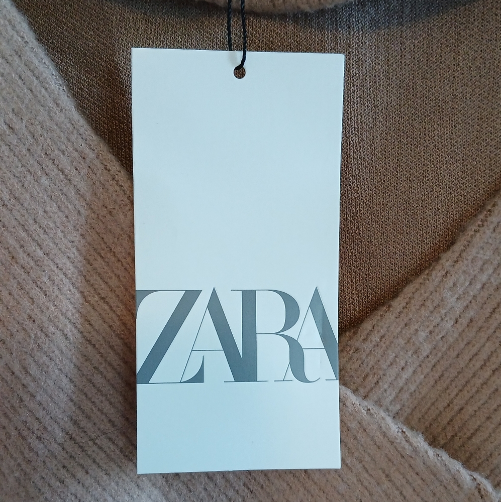 Zara Tan Ribbed Wrap Top - Picture 3 of 4